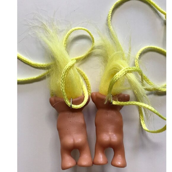 1990s Mini Troll Necklace Pair Tiny Small Treasure Trolls - Picture 2 of 4